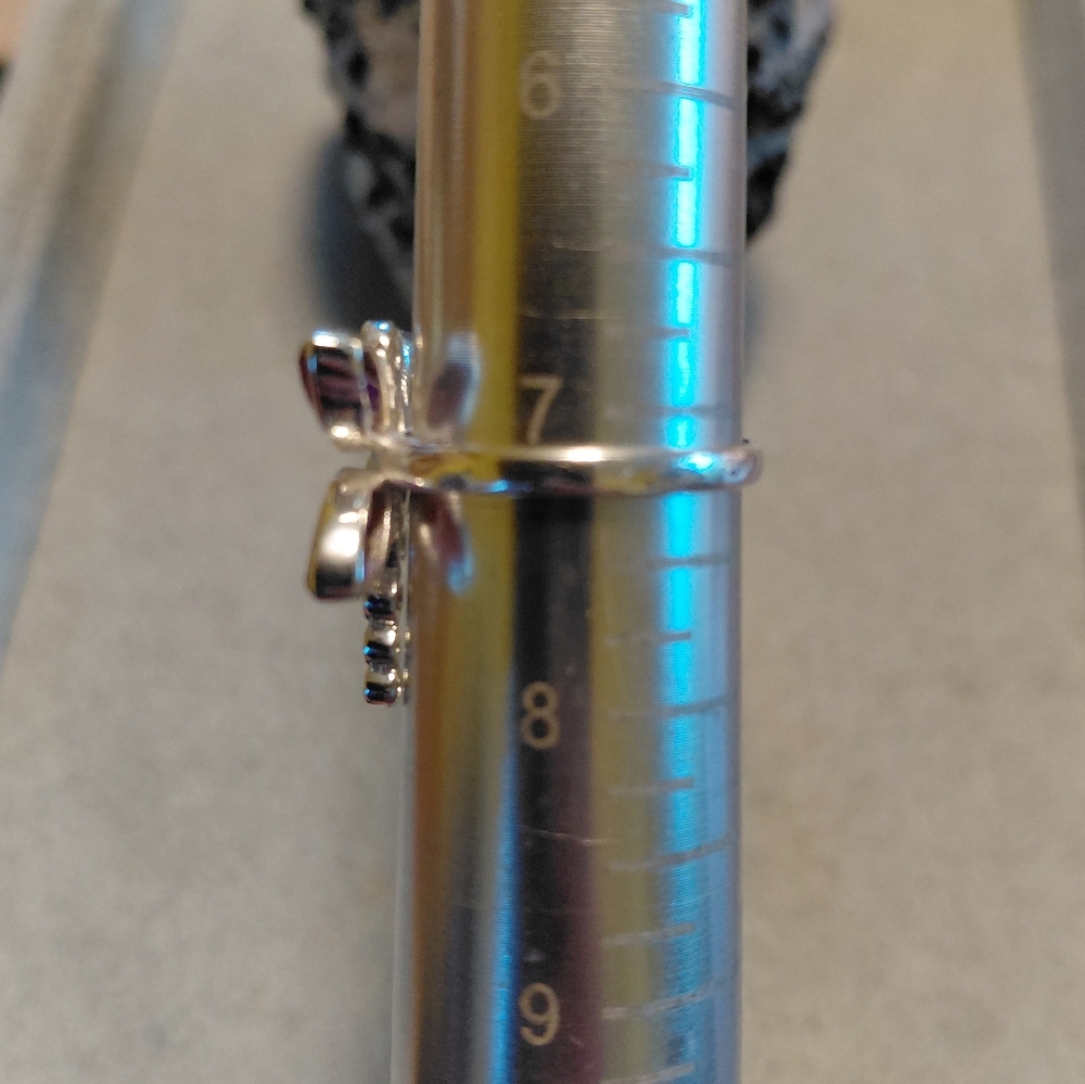 Amethyst And CZ Sterling Silver Dragonfly Ring - Picture 9 of 9